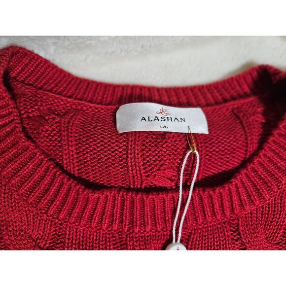NWT ALASHAN Mens‎ cotton cashmere crewneck cabled sweater , Large - Picture 5 of 8